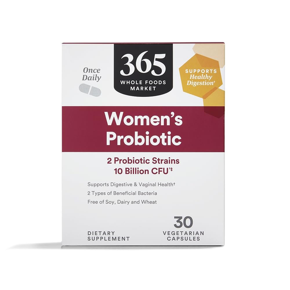 365 by Whole Foods Market, Women's Once Daily Probiotic (Vegetarian and Free of Soy, Dairy, and Wheat), 10 miliardi di CFU, 30 conte
