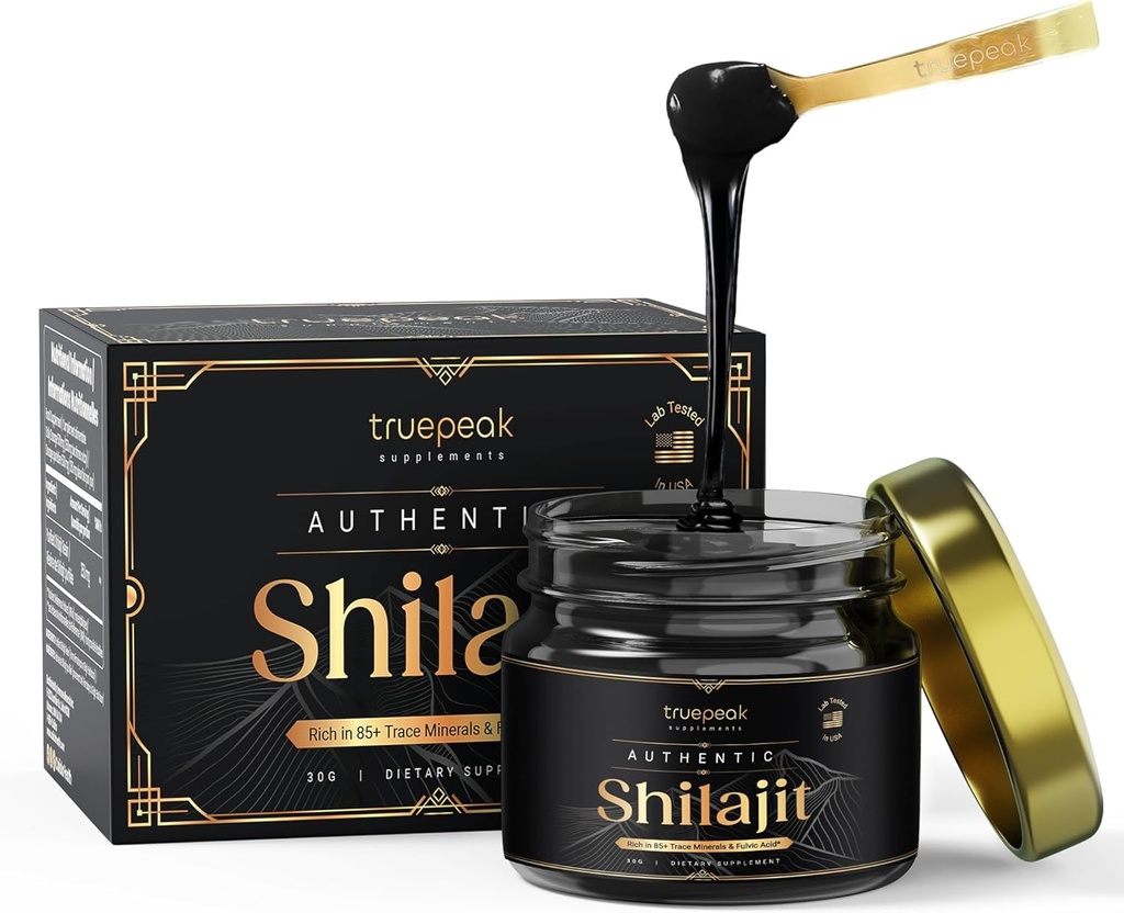 Himalayan Shilajit Resina - Grado d'oro, US-Lab Verified&Tested, 500 mg Massima potenza, 85 minerali di trace con acido Fulvic & Humic, supporto energetico e immunitario, 30g