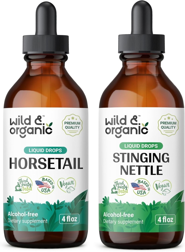 Tintura a coda di cavallo naturale 4 fl oz & Sting Nettle Root Tincture 4 fl oz