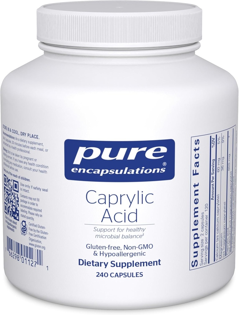 Pure Encapsulations Caprylic Acid | Supplemento per Gut and Digestive Health, GI Balance, Supporto Gastrointestinale e Intestinal Health* | 240 capsule