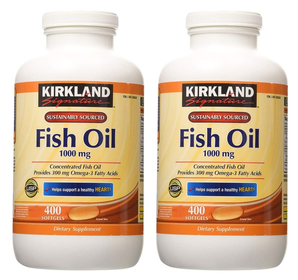 Kirkland Signature hgar Fish Oil Concentrate 2 Pack, 400 Conteggio (Pacchetto di 2)