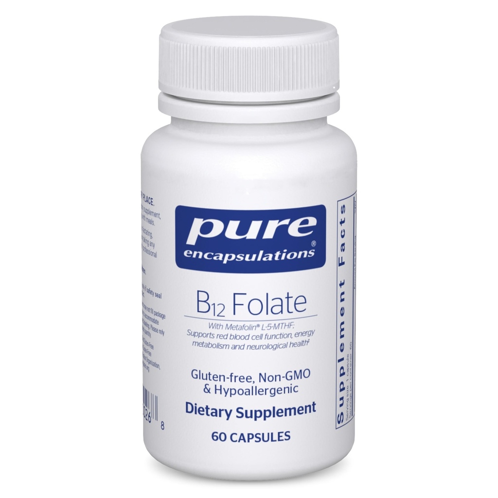 Pure Encapsulations B12 Folate - Integratore Energetico per Nervi, Metabolismo Energetico e Supporto Cognitivo* - con Vitamina B Folate come Metafolin - 60 Capsule