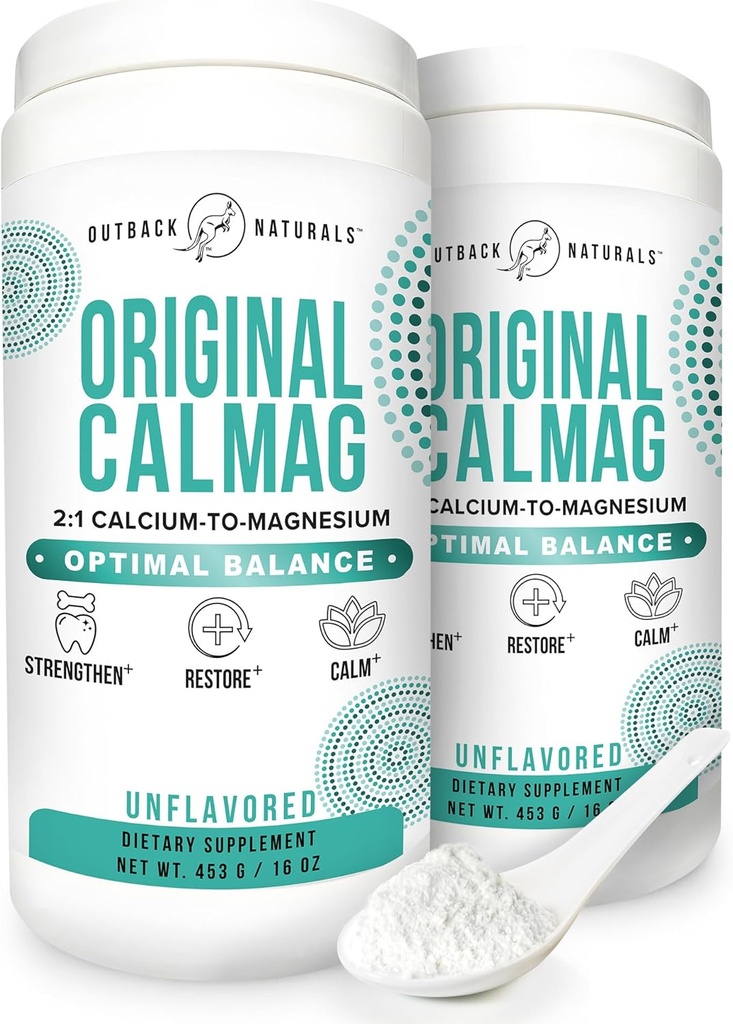Alto assorbimento 2:1 CalMag Calcium e Magnesio Citrato Supplemento - Pure Calcium Malate Powder - Supporta Stress Relief, Sleep & Bone Strength - Mineral Drink - Non aromaed 16.5 oz (Pack of 2)
