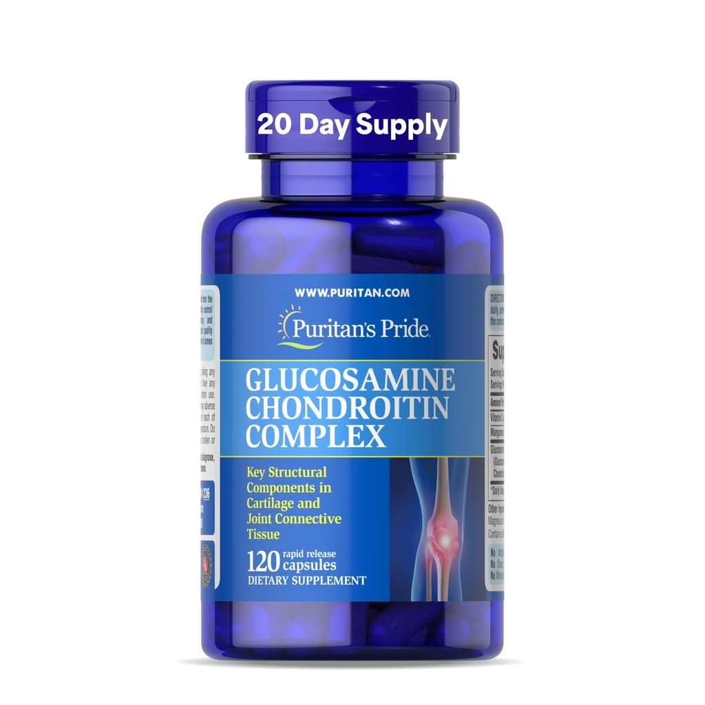 Puritan Pride Glucosamine Chondroitin Complex per le donne e gli uomini, integratore alimentare per la salute comune, 120 capsule di rilascio rapido