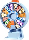 Zoksi Large Pill Organizer, Scatola Pillola Quotidiano per 7 o 14 giorni, Porta Dispenser Pillole da Parete Mountable per Medicina, Vitamina o Integratori, Custodia Pillola Settimanale con Pulsante Stampa Facile (blu)