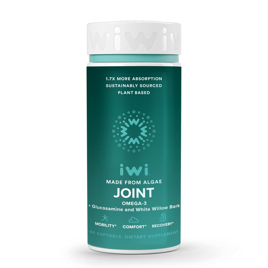 Iwi Life Joint Omega-3, 60 Softgels (30 Serve), Algae Omega-3 a base di piante con Glucosamina, Supporto per la mobilità Integratore alimentare, Krill & Fish Oil Alternative, No Fishy Aftertaste
