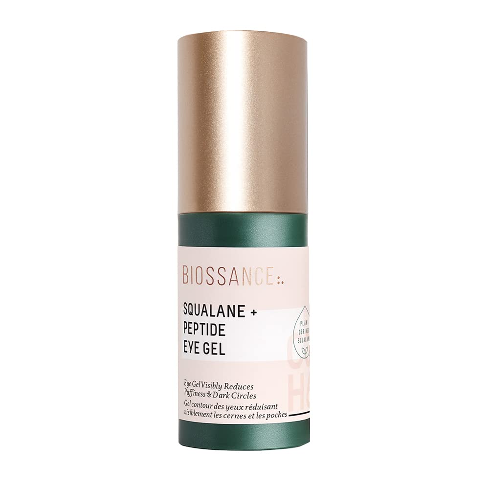 Biossance Squalane + Peptide Eye Gel - Ultra-Hydrating Under Eye Cream - Riduce Puffiness & Dark Circles - Riparazione delle rughe degli occhi Moisturizer- Anti Aging & Hydrating, Day & Night Cream - 0.5oz