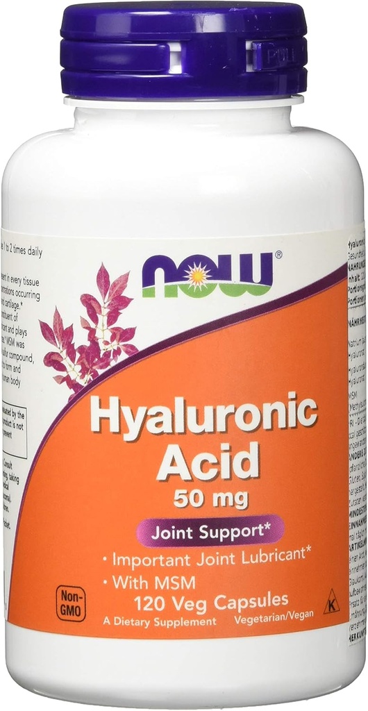 NOW Foods - Acido ialuronico con MSM 50 mg. - 120 capsule vegetariane