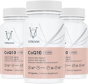 Vitruvin Ubiquinol COQ10 – Coenzyme Q10 Ultra-assorbibile, co q 10 Integratore antiossidante per la salute vascolare e cardiaca, Pelle sana e capelli, Invecchiamento sano