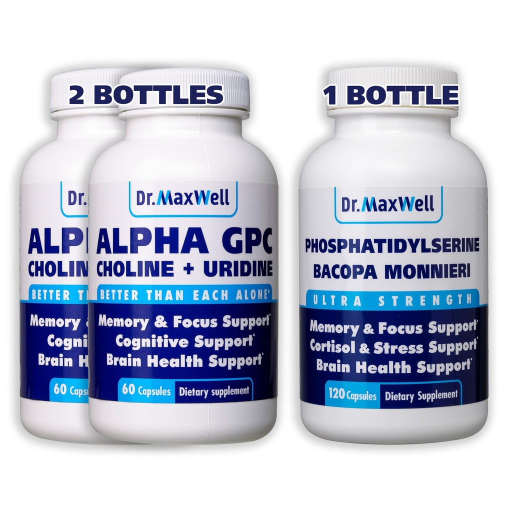 Alpha GPC & Uridine 2X 60 capsule + Phosphatidylserine & Bacopa 1x 120 capsule, 2 mesi di fornitura