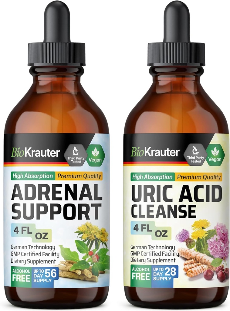 BIO KRAUTER supporto surrenale Tincture 4 Fl. Oz. & Uric Acid Support Tincture 4 Fl Oz.