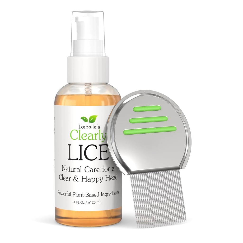 LICE di Isabella, miscela di oli naturali ed essenziali | Olio non tossico per pizzi e lendini con metallo Nit Comb (incluso) | Neem, Rosemary, Cedarwood | per adulti e bambini | Made in USA