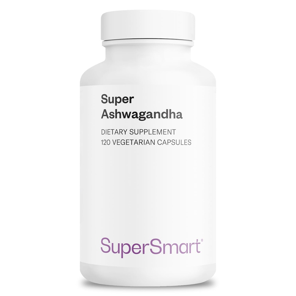 SuperSmart Super Ashwagandha 600mg al giorno (Patented) - KSM-66 Ashwagandha - Alta potenza 5% Withanolides | Non-OGM & Gluten Free - 120 capsule vegetariane