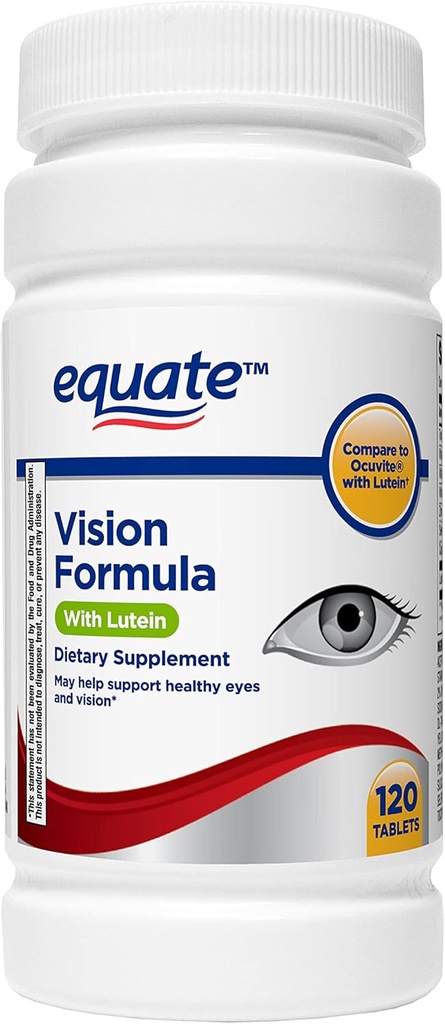 Equate - Vision Formula con Lutein, Vitamina e Supplemento Minerale per la Salute degli Occhi, 120 compresse di Equate