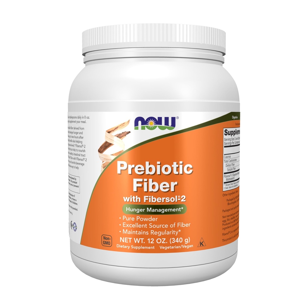 NOW Alimenti Integratori, Fibra Prebiotica con Fibersol-2, derivato da Mais Non OGM, Polvere, 12-Oncia
