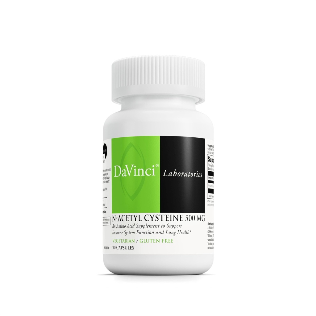 DAVINCI Laboratories - N-Acetyl Cysteine 500 mg - un integratore aminoacido per sostenere la funzione del sistema immunitario e la salute polmonare - vegetariano, senza glutine - 90 capsule