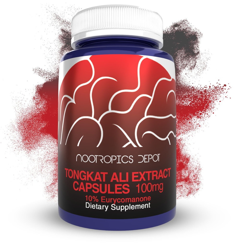 Nootropics Depot Tongkat Ali Extract Capsule | 100mg | 120 Count | 10% Eurycomanone by HPTLC | Eurycoma longifolia Root Extract