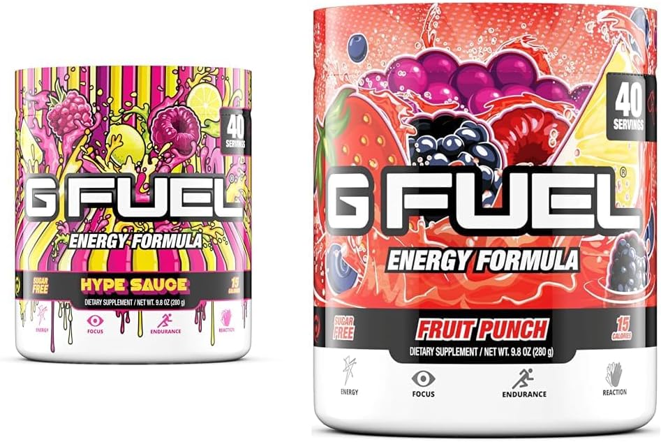 G carburante Hype Sauce Energy Powder, Sugar Free, Clean Caffeine Focus Supplement, Water Mix & Fruit Punch Tub (40 Serve) Elite Energy and Endurance Formula, 9.8 oz(280g)