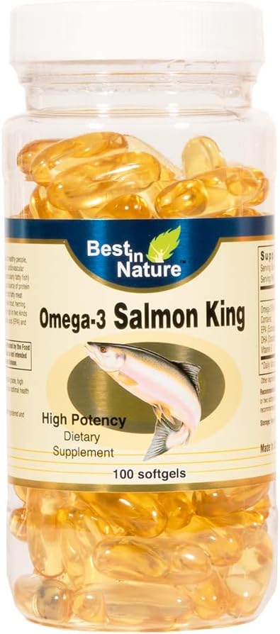 Omega-3 Salmon King Fish Oil 1000mg 100softgels - EPA/DHA ad alta potenza. Omega-3 Acidi grassi