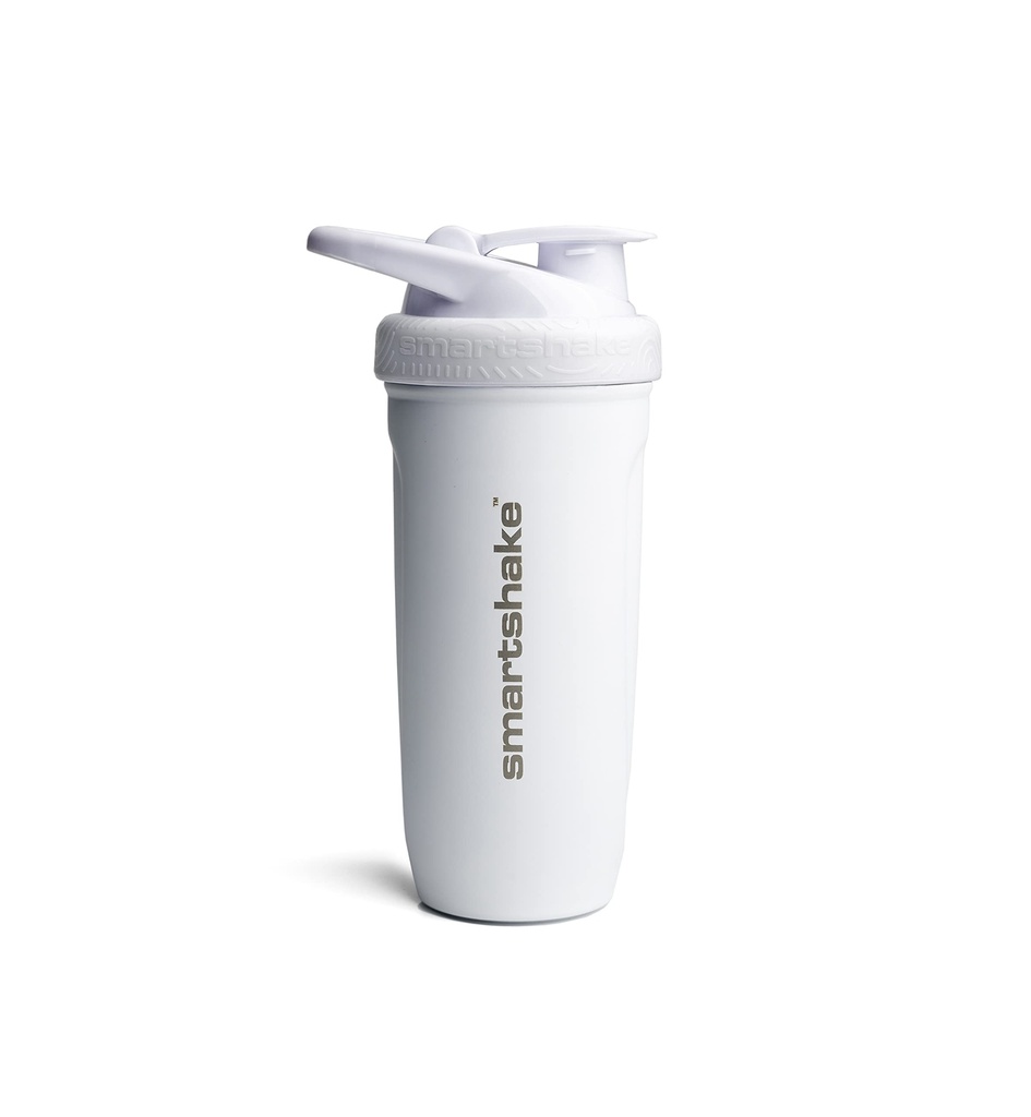 Bottiglia di Shaker di Proteine dell'acciaio inossidabile di rinforzo di Smartshake - Bottiglia di Ginocchio non isolata | Bottiglie di Shaker di metallo - 900 ml | 30 oz - Lid a vite a prova di leak - DEHP & BPA Free (bianco)