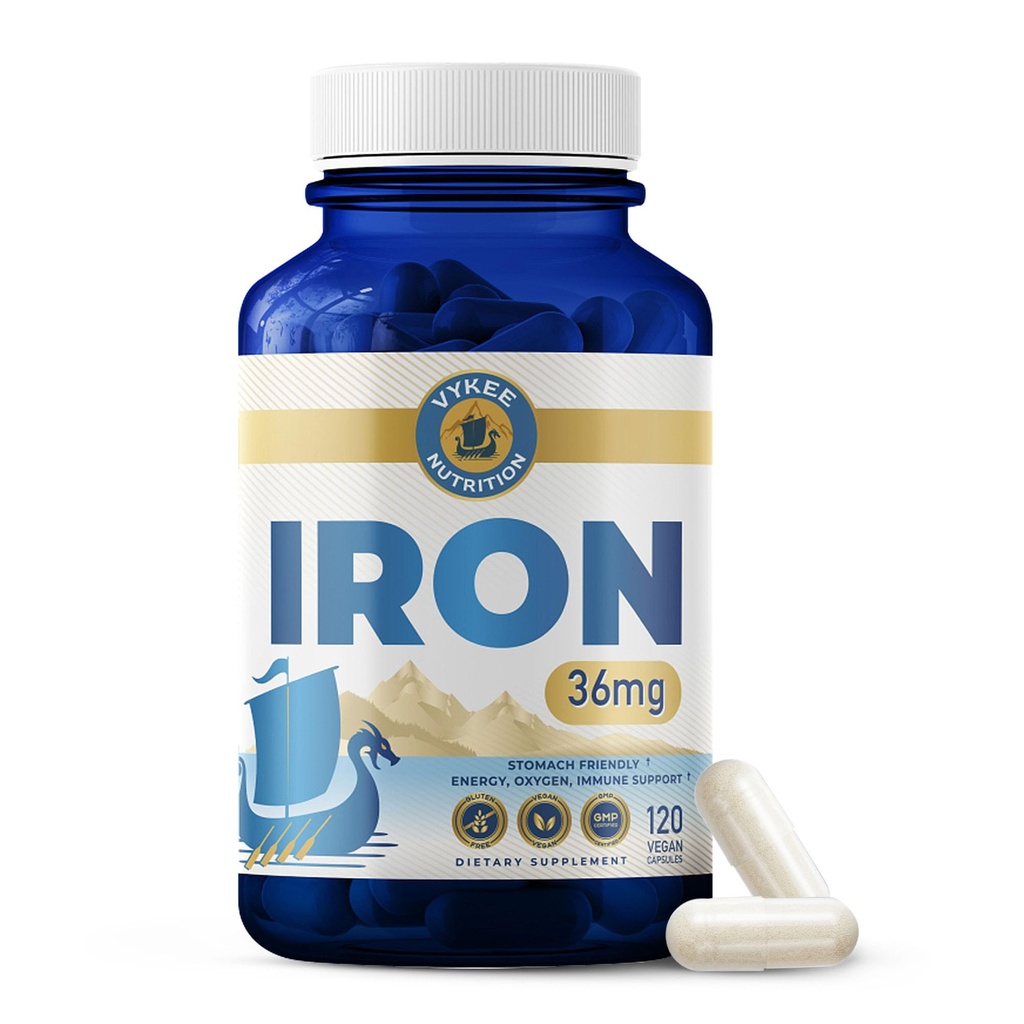 Iron Supplement – 36mg Iron (come Bisglycinate) | Alto assorbimento, Gentle On Stomachs | Vegan, Non OGM | Supporta energia, Salute Immune & Red Blood Cell Formazione | 120 capsule