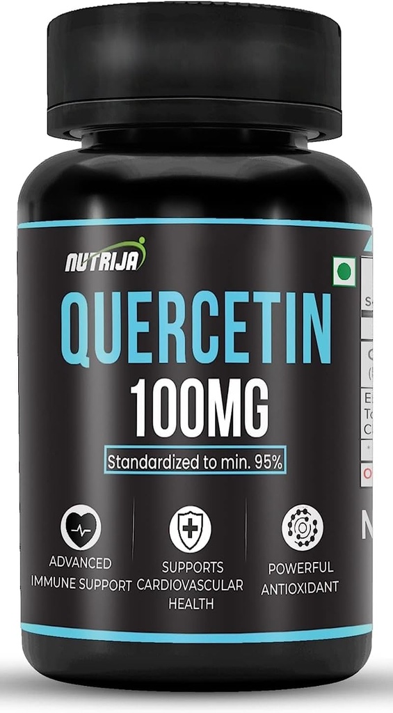 Capsule Quercetin 100mg - Standardizzati al 95% | Supplemento altamente purificato e biodisponibile | Bio-flavonoidi naturali & potenti antiossidanti (30 capsule)
