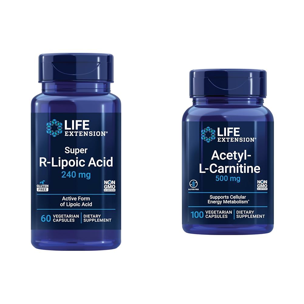 Super R-Lipoic Acid 240mg e Acetil-L-Carnitina 100 capsule - Energia cellulare e salute del cervello