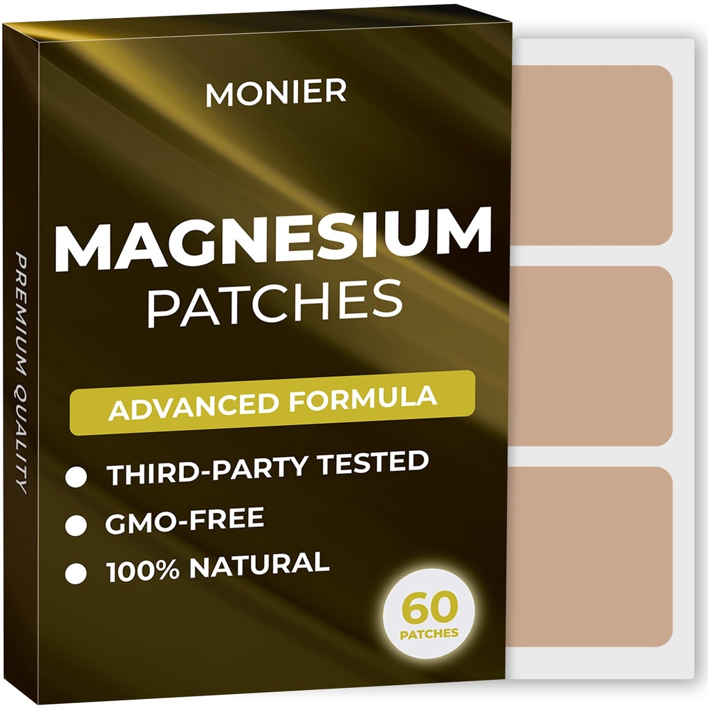 Patch di Magnesio (Pack of 60) - Patch naturale al 100% per le donne e gli uomini - con il calcio - il muscolo e il supporto di ossa, calmante - Formula potenziata