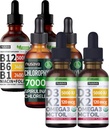 NUSAVA fragola aromatizzata D3 K2, clorofilla, & vitamina B12 gocce liquide Bundle - Potenti vitamine liquide per il cuore, energia, cervello e supporto immunitario - Non OGM, senza glutine, 2pk ogni