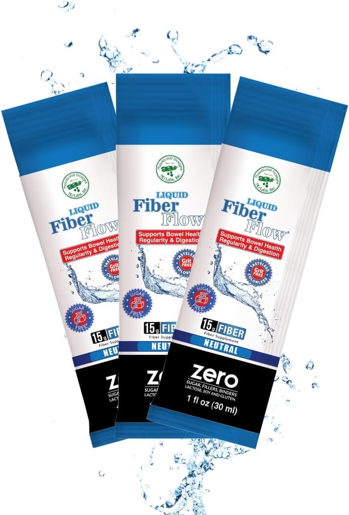 Design nutrizionali Flusso di fibre liquide Integratore di fibre prebiotiche senza zucchero, Bevanda di Regolarità di tutti gli assi naturali per equilibrio intestinale sano, 100 pacchetti