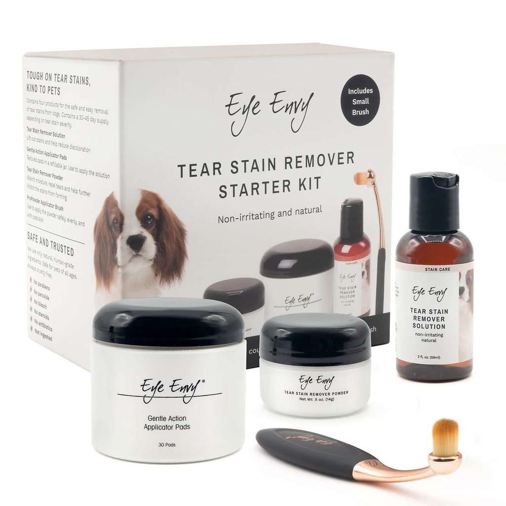 Kit di avviamento per il cane invidia dell'occhio con Pennello ProPowder | Soluzione Stain, Pad Applicatore, Polvere di Stain e Pennello Piccolo Applicatore | Ultimi 30-45 giorni