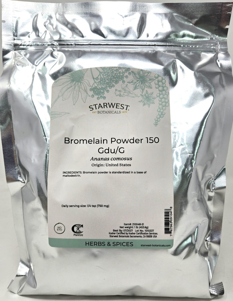 Bromelain Polvere 150gdu - Ananas comosus, 1 lb, (Orto Botanici di inizio ovest)