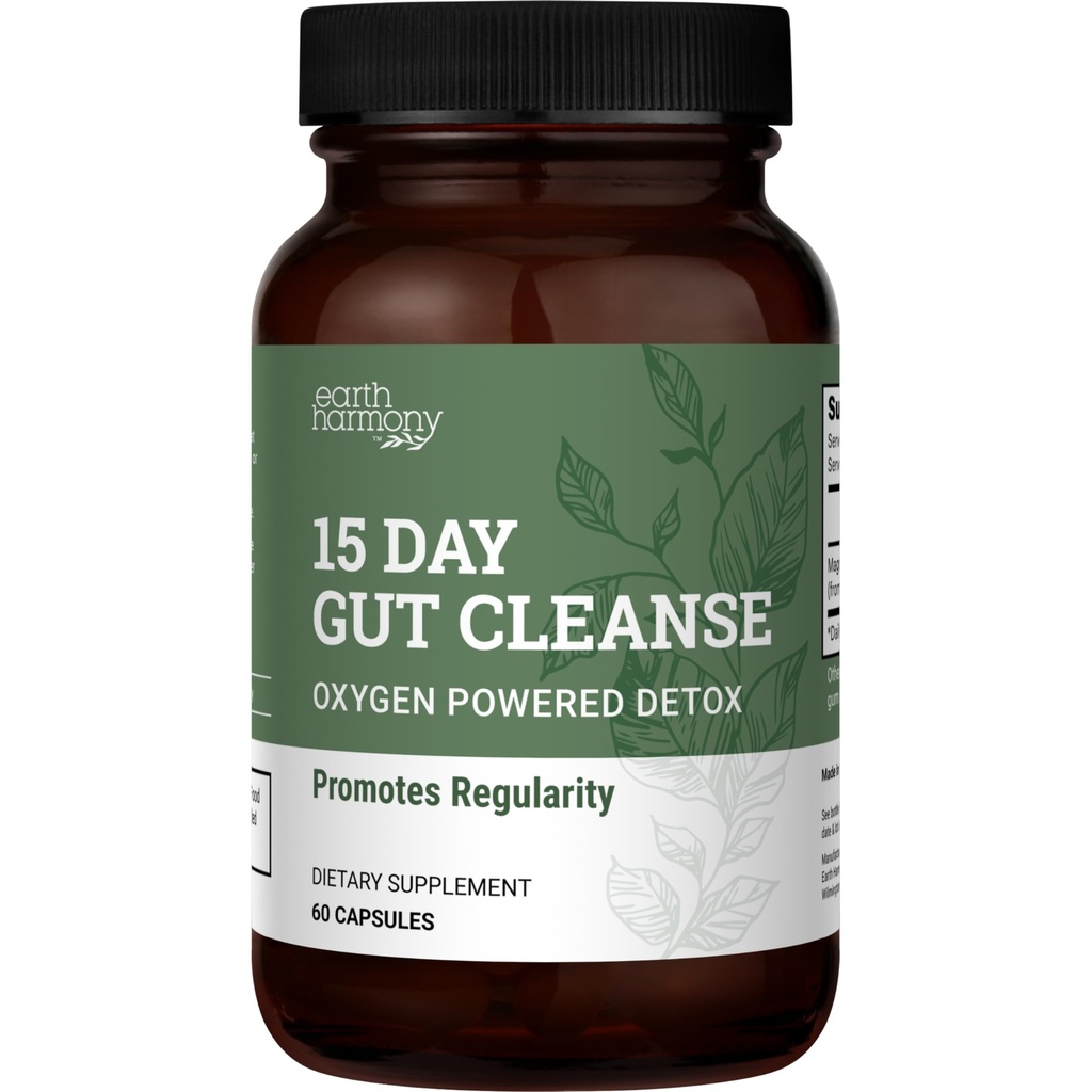 Detox di 15 giorni di Gut Cleanse per le donne e gli uomini - Vegan, ingredienti non OGM per la perdita di vita e il sollievo di costipazione con un supporto di Gut Cleanse 15 giorni senza Cramping, come visto su TikTok (60 capsule)