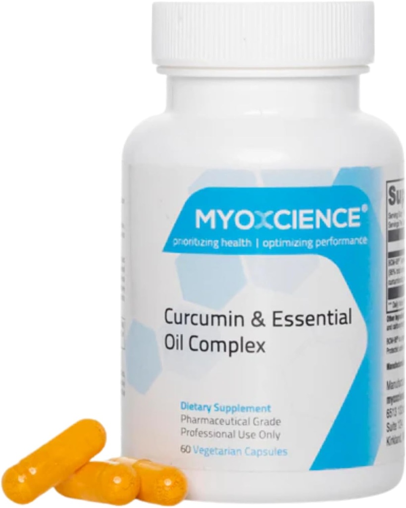 MYOXCIENCE Curcumin & Essential Oil Complex | BCM-95 | 500 mg Curcumoind, Curcuin & Volatile Oil Complex (60 capsule vegetariane)