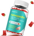 Ashwagandha Gummies con L-theanine, Ashwa Root Supplemento Gummy per donne uomini, 60 fragola Gummies aromatizzato