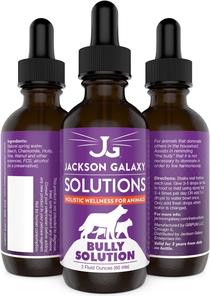 Jackson Galaxy: Bully Solution (2 oz.) - Pet Solution - Promuove il relax e la calma - Può sostenere Bullying e Dominance - Formula All-Natural - Reiki Energy
