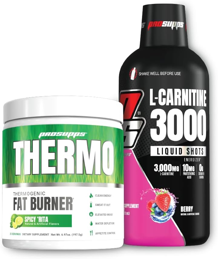 PROSUPPS Thermo Fat Burning Thermogenic Powder Spicy Rita e 3000 L-Carnitine Berry - Gestione del peso e Pre allenamento - Energia, Mood, Appetite Control -
