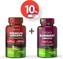 ORZAX Ginseng, 30% Ginsenosides, Premium 120 capsule vegetali e capsule di sambuco, 2000mg 60 capsule vegetali, Bundle