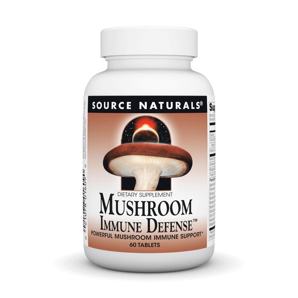 Sorgente Naturals Mushroom Difesa Immune, Potente Mushroom Supporto Immune*, 16 Blend Complex - 60 compresse