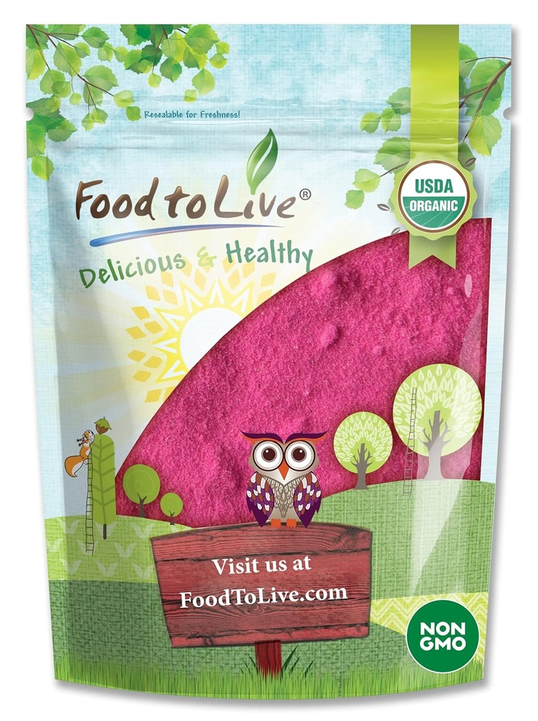 Cibo per vivere polvere di frutta del drago organico, 1,5 sterline – Non OGM, Pitaya rossa in polvere, Vegan, Bulk. Contiene Maltodextrin. Ricco di antiossidanti, fibra, vitamina C. Perfetto per Shakes, Smoothie Bowls