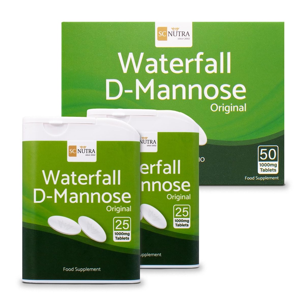 D-Mannose Tablets 1000mg - Cascata D-Mannose origine naturale da Birch - 50 compresse - SC Nutra (Sweet Cures)