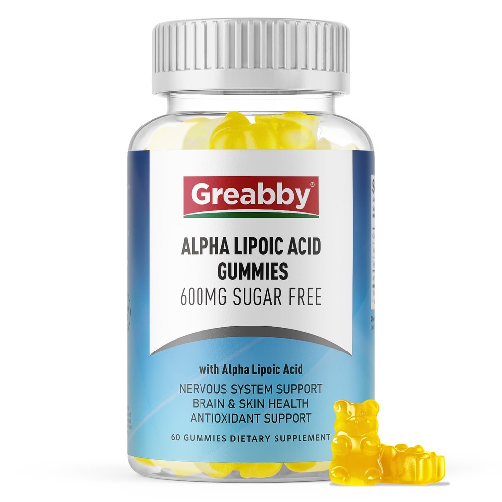 Acido alfa lipoico 600mg Gummies, Zucchero gratis masticabile R Lipoic Acid Supplemento per Antiossidante & Nervous System Support, Brian & Skin Health, Ananas Flavor, 60 Count