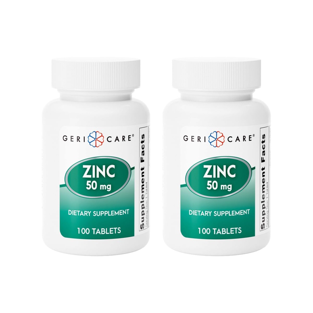 Zinc Sulfate Tablets 50mg da Geri-Care | Integratore alimentare | 100 Conte Bottiglia, 2-Pack