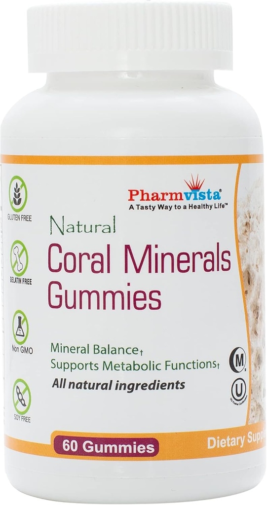 Gummie di calcio corallo con minerali di trace - Tasty, Vegan, Gummie senza glutine con calcio naturale & vitamina D3, 60 Conte