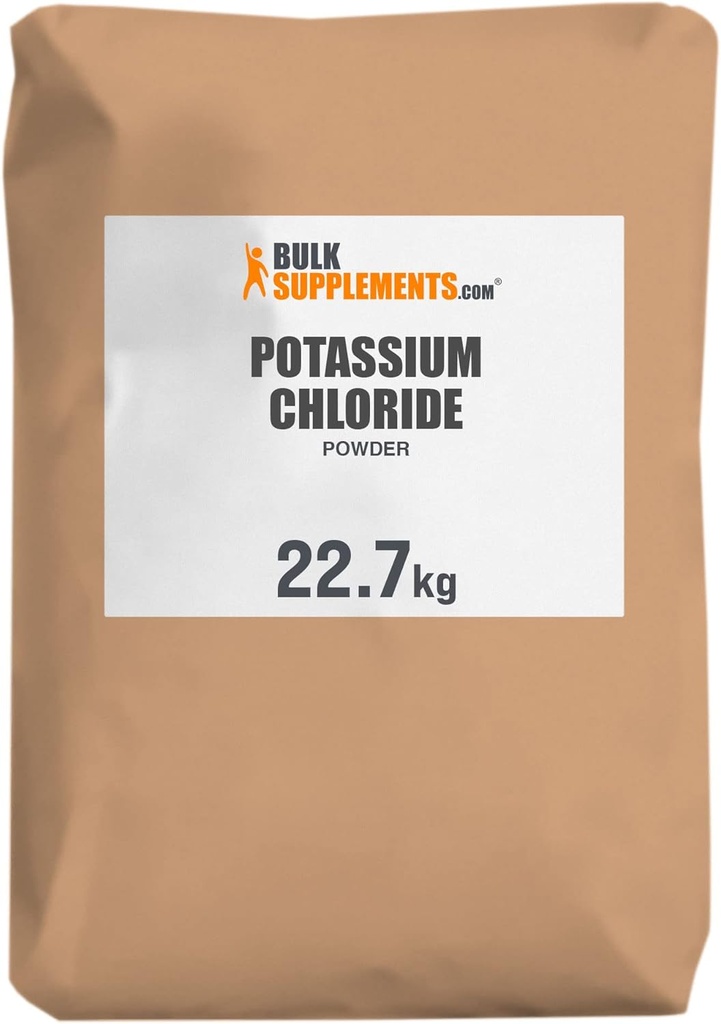 BulkSupplements.com Polvere del cloruro di potassio - Sostituto del sale del cloruro di potassio - senza glutine, 200 mg per porzione, 22.7g (50 lbs) (pacchetto di 1)