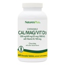 NaturesPlus Cal/Mag/VIT D3 con Vitamina K2-60 Chewable Tablets - Chocolate Flavor - Calcio, Magnesio, Vitamina D3 & K2 Bone Health Support Supplement - 30 Serve