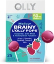 OLLY Mellow Buddies L’OLLY Pops, L-teanina, Choline, Omega-3 ALA, Bambini 4+ Supplemento dietetico Lollipops, Supporta una funzione calma mood & sana del cervello, * Vegan, Raspberry aromatizzato, 25 conte