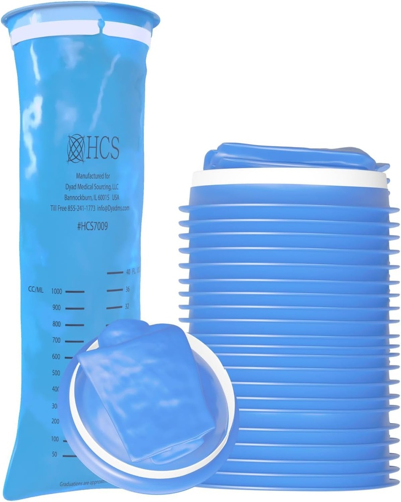 HCS Emesis Bags Monouso - Premium, Grado di Ospedale, Adulti & Kids - Borse di Vomit Monouso per Auto, Viaggi, Uso domestico - Gettare, Barf, Puke - 24, Forte (40 fl oz)