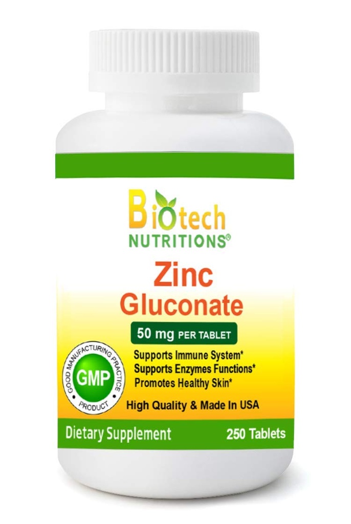 Gluconato di zinco 50 mg 250 compresse fatte negli Stati Uniti