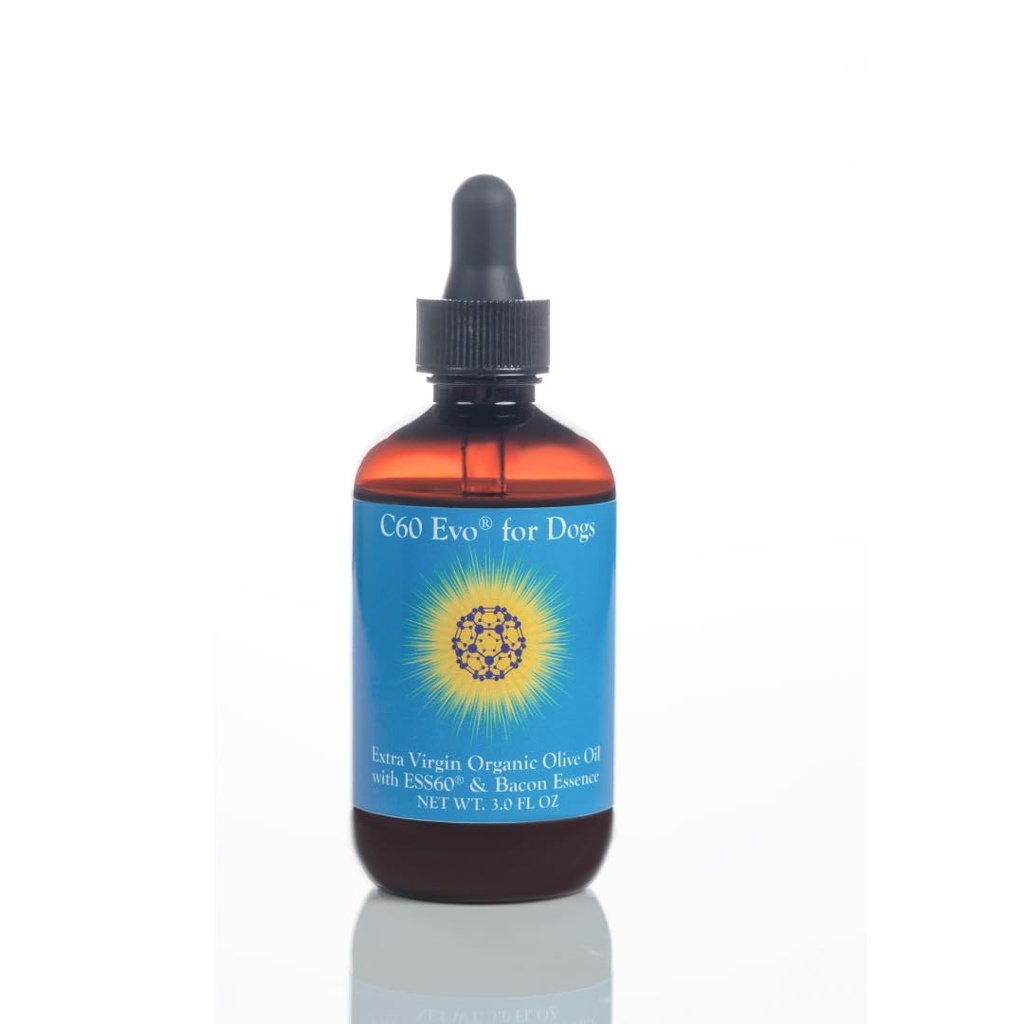 Integratore di cani, Pure ESS60 in Olio Extra Vergine di Oliva per Cani, Integratore Immune di Cane All-in-One, Supporto per Cane e Energia, Infuso con Essenza di Bacon Naturale, 3 oz - C60 Evo